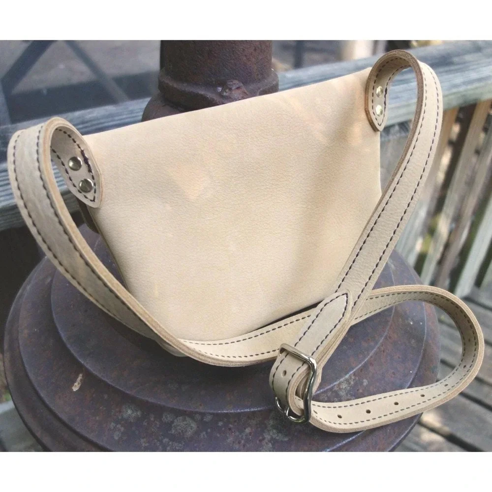 Handcrafted Tan Horween Leather Crossbody Bag Purse Handbag